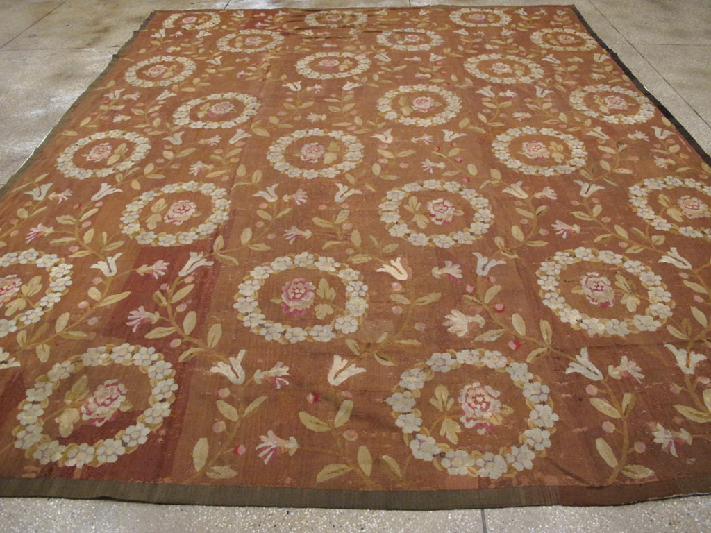 Antique French Aubusson Carpet, No.10022 - Gss
