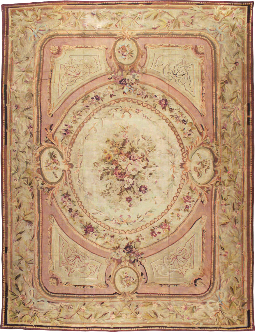 Antique French Aubusson Flatweave Carpet, No.10325 - Gss