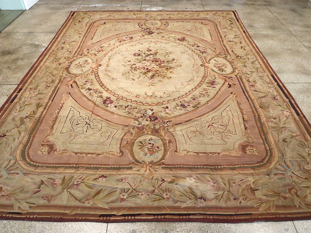 Antique French Aubusson Flatweave Carpet, No.10325 - Gss