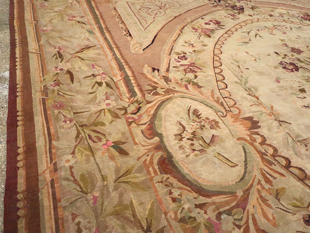 Antique French Aubusson Flatweave Carpet, No.10325 - Gss
