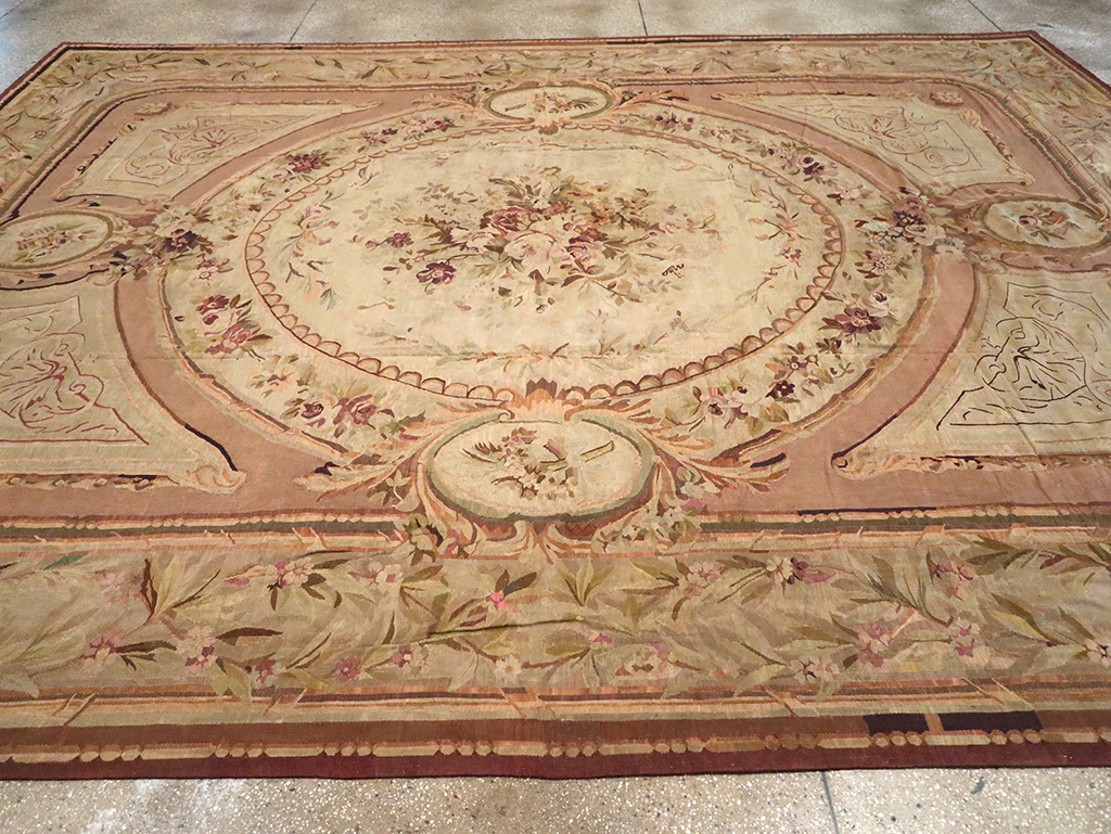 Antique French Aubusson Flatweave Carpet, No.10325 - Gss