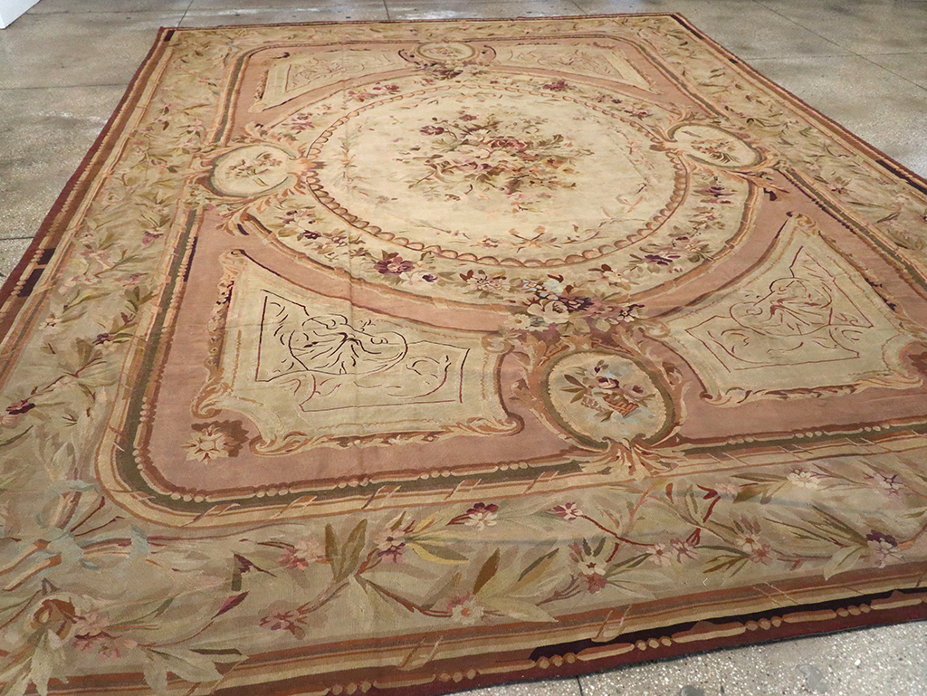 Antique French Aubusson Flatweave Carpet, No.10325 - Gss