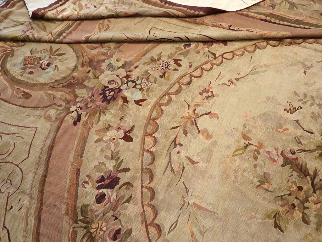 Antique French Aubusson Flatweave Carpet, No.10325 - Gss