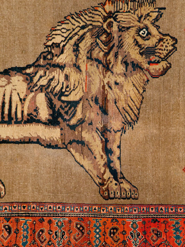 Antique Senneh Malayer Pictorial Rug, No.10816 - Gss