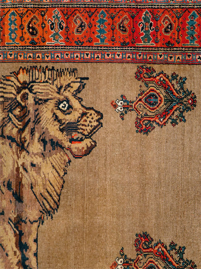 Antique Senneh Malayer Pictorial Rug, No.10816 - Gss