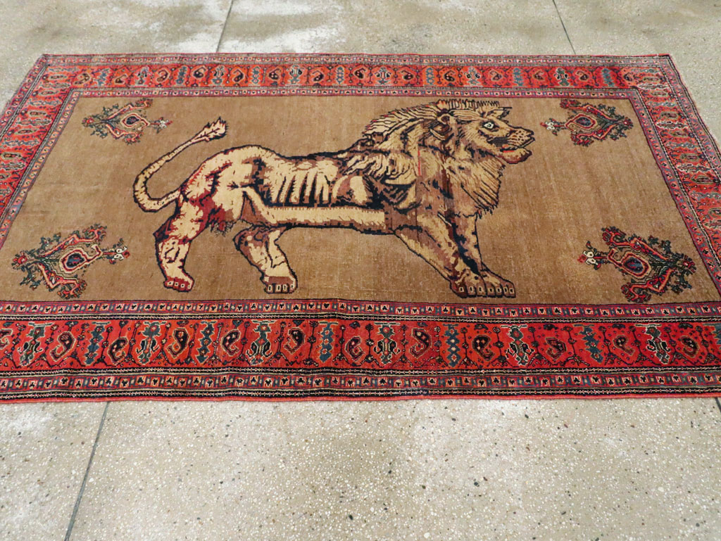 Antique Senneh Malayer Pictorial Rug, No.10816 - Gss