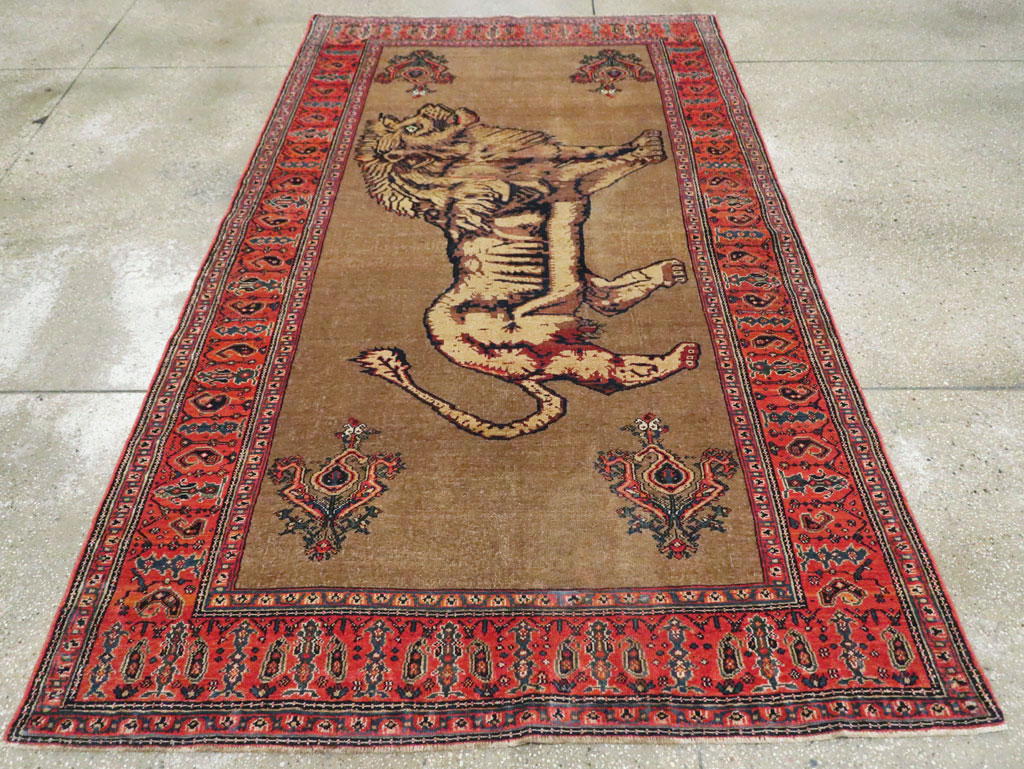 Antique Senneh Malayer Pictorial Rug, No.10816 - Gss