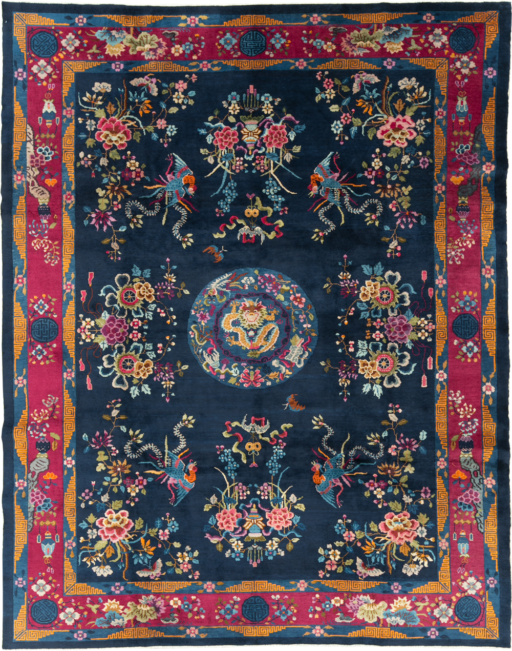 Vintage Chinese Dragon Art Deco Room Size Carpet, No.11122 - Gss