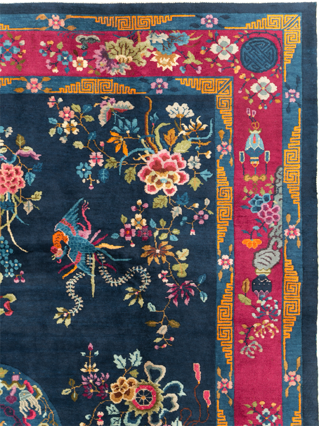 Vintage Chinese Dragon Art Deco Room Size Carpet, No.11122 - Gss