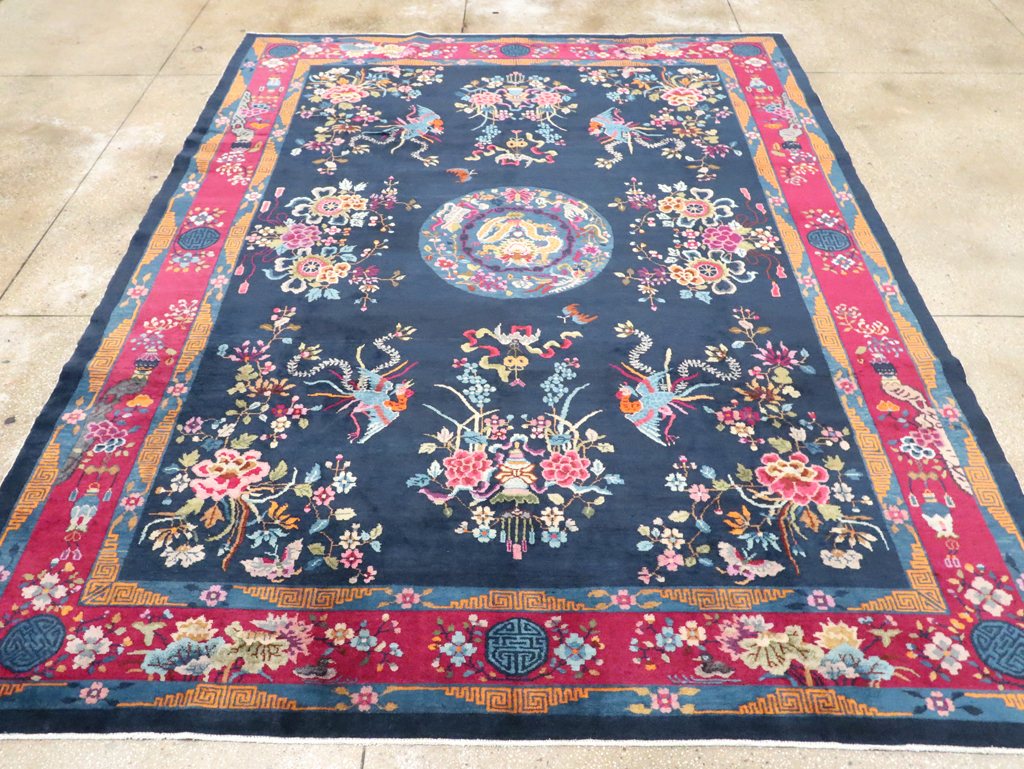 Vintage Chinese Dragon Art Deco Room Size Carpet, No.11122 - Gss