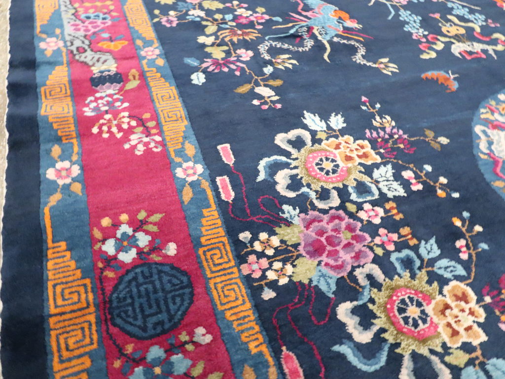 Vintage Chinese Dragon Art Deco Room Size Carpet, No.11122 - Gss