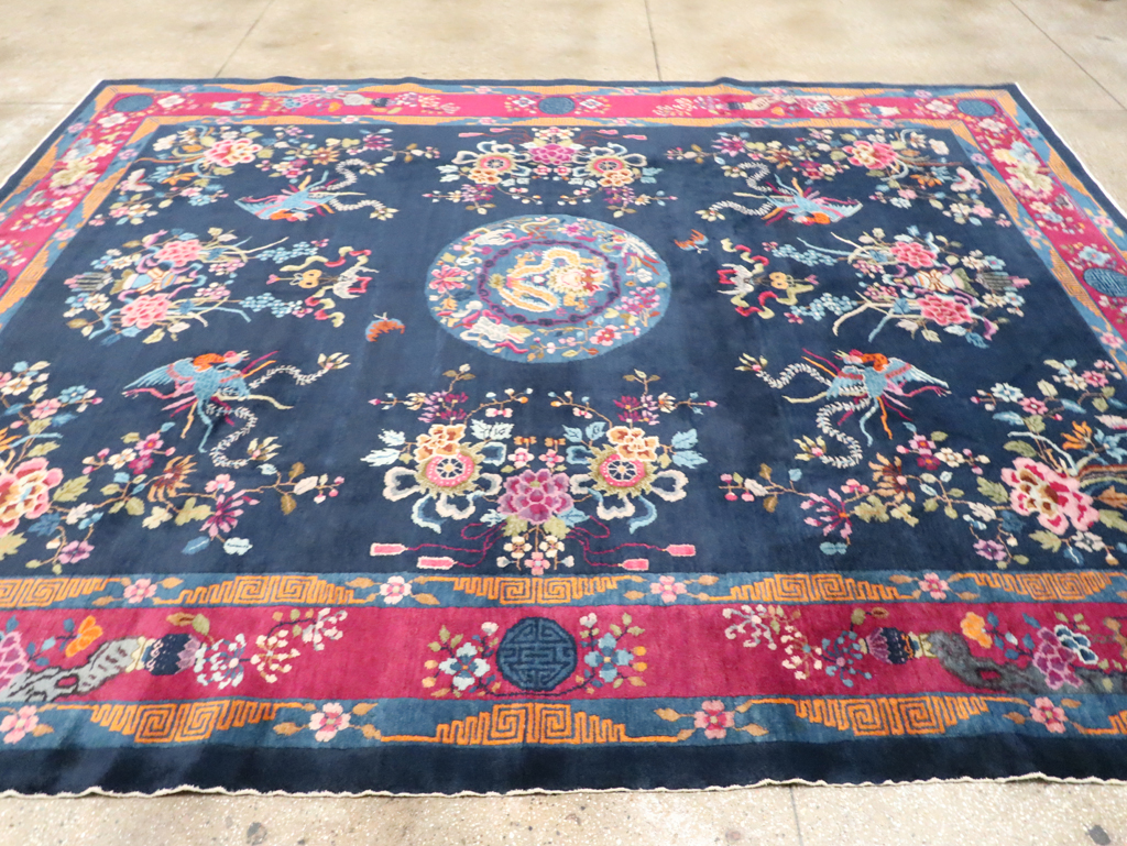 Vintage Chinese Dragon Art Deco Room Size Carpet, No.11122 - Gss
