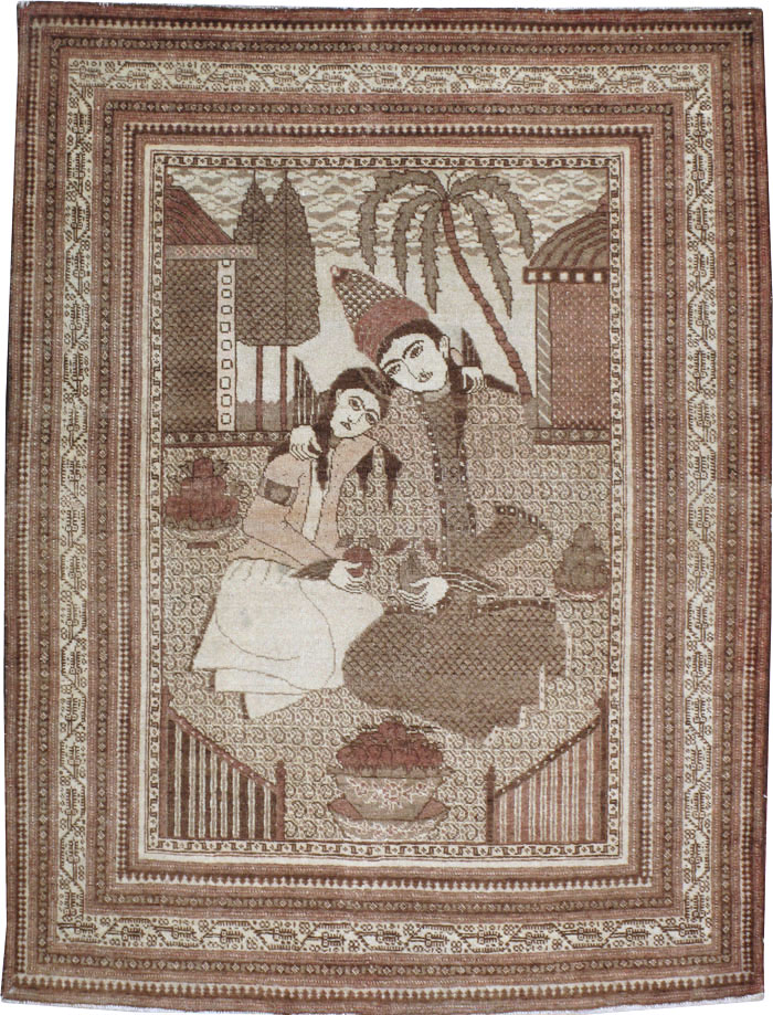 Antique Persian Tabriz Pictorial Rug (Pair: 1 of 2), No.11455 - Gss