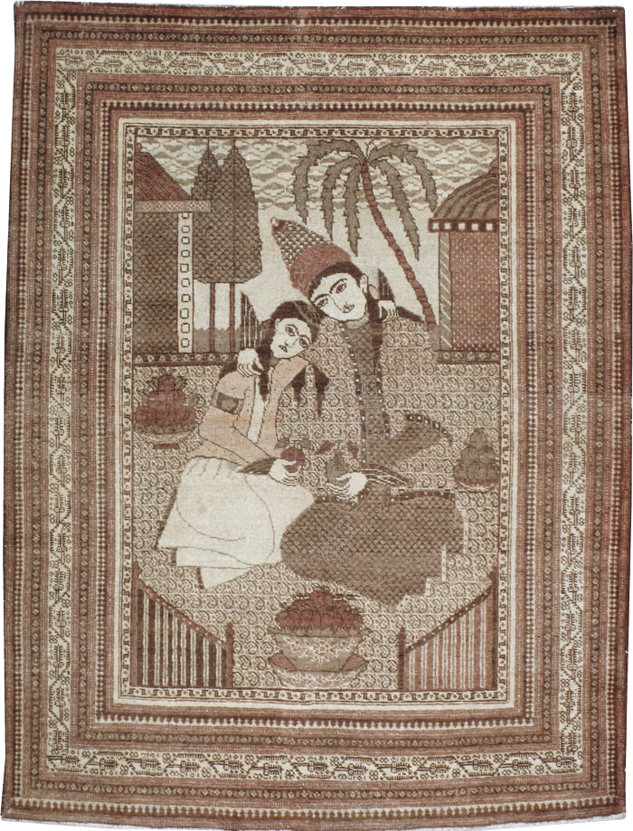 Antique Persian Tabriz Pictorial Rug (Pair: 1 of 2), No.11455 - Gss