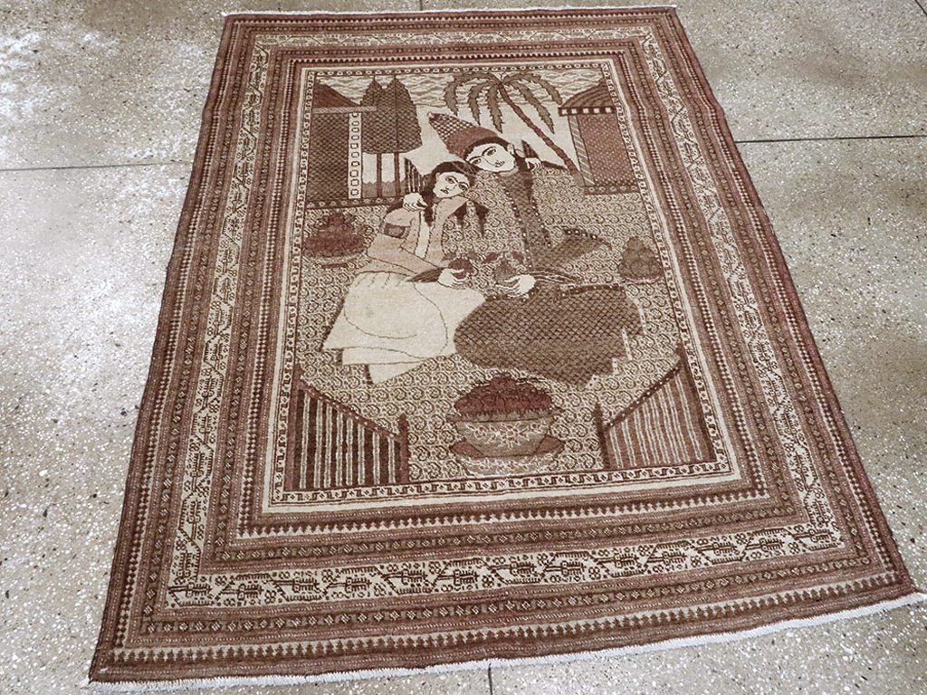 Antique Persian Tabriz Pictorial Rug (Pair: 1 of 2), No.11455 - Gss