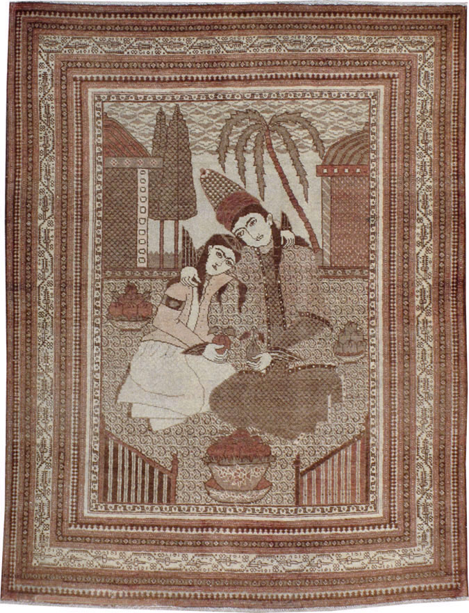 Antique Persian Tabriz Pictorial Rug (Pair: 2 of 2), No.11456 - Gss