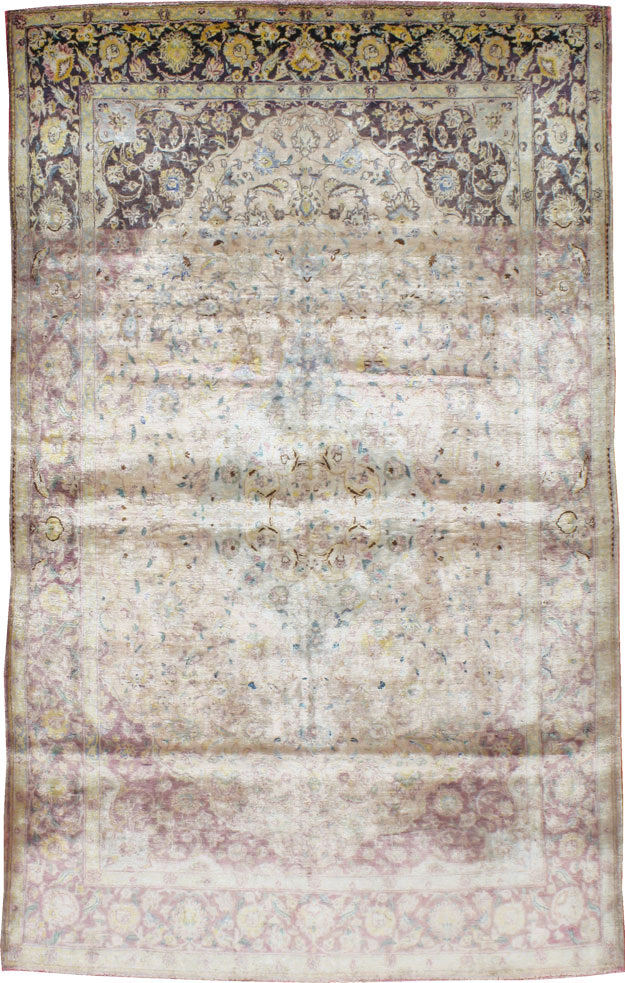 Antique Persian Kashan Silk Carpet, No.11755 - Gss