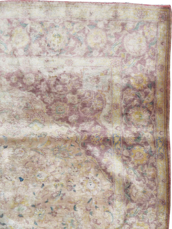 Antique Persian Kashan Silk Carpet, No.11755 - Gss