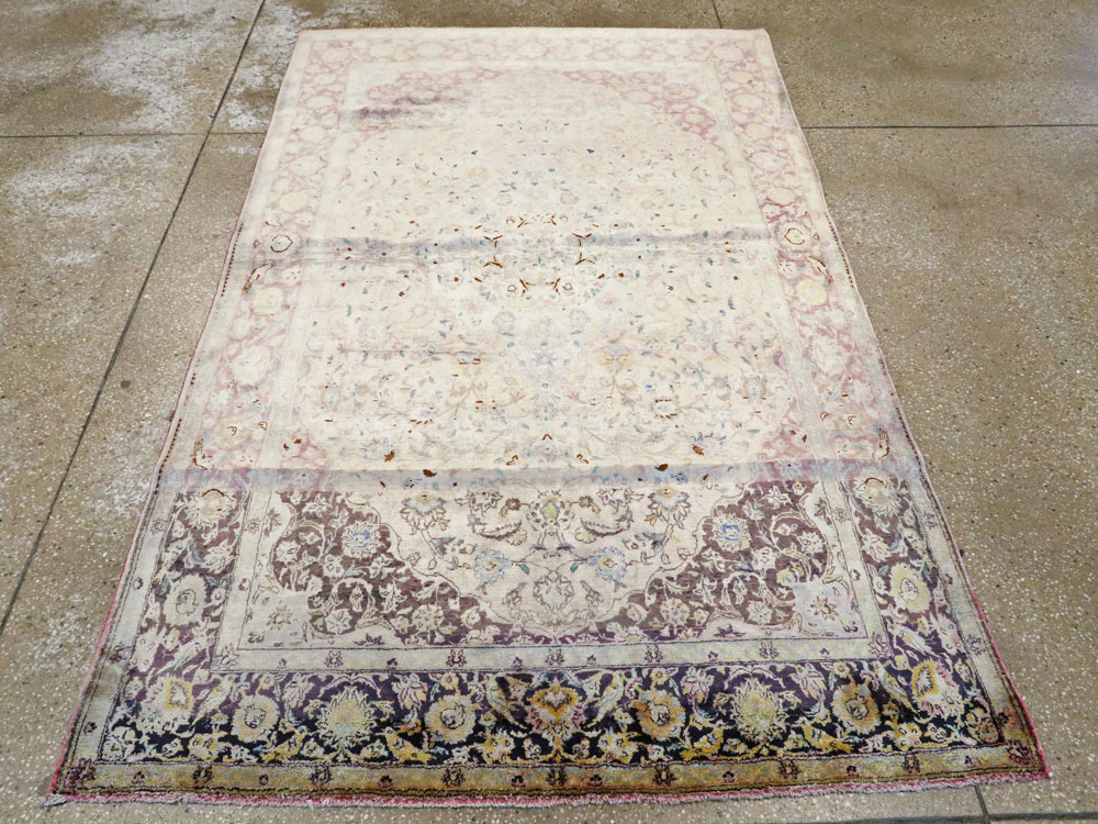 Antique Persian Kashan Silk Carpet, No.11755 - Gss
