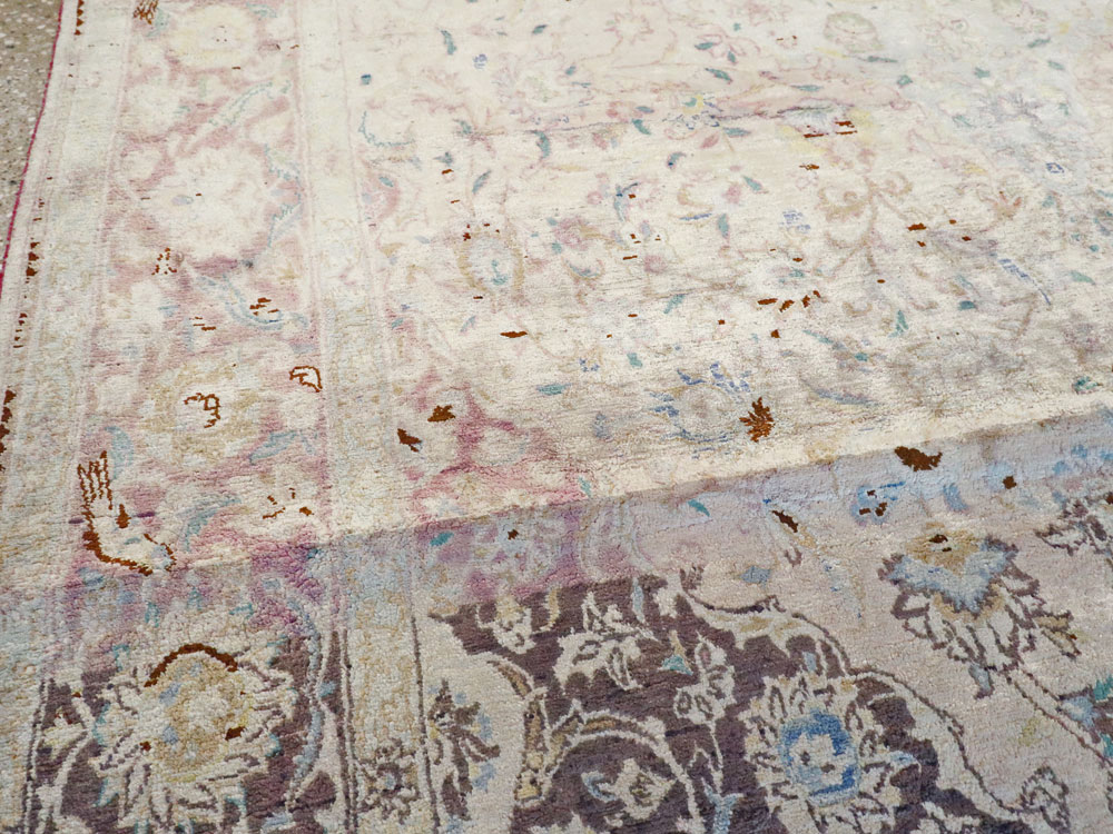 Antique Persian Kashan Silk Carpet, No.11755 - Gss