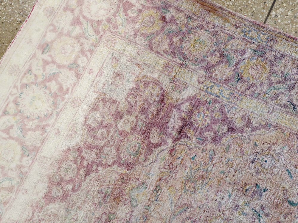 Antique Persian Kashan Silk Carpet, No.11755 - Gss