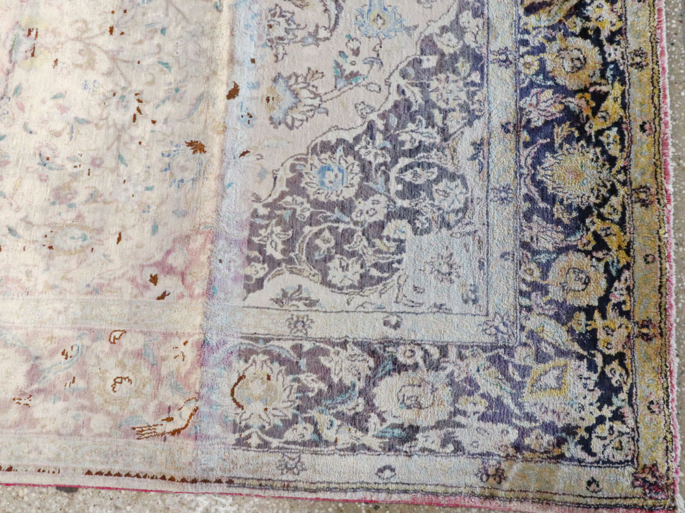Antique Persian Kashan Silk Carpet, No.11755 - Gss