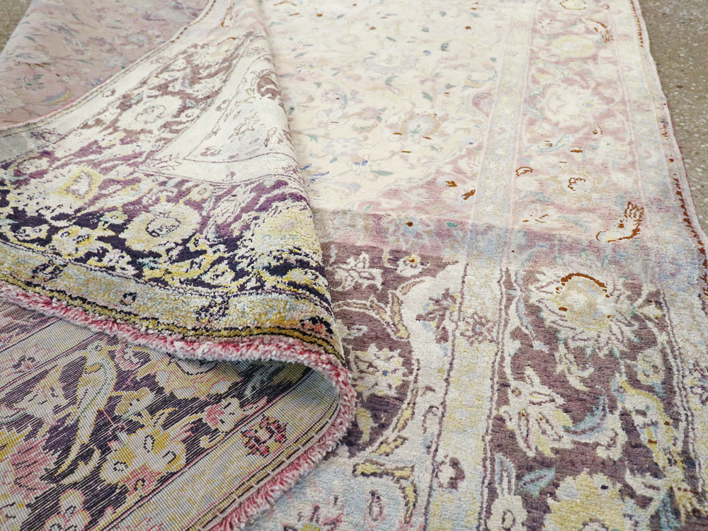 Antique Persian Kashan Silk Carpet, No.11755 - Gss