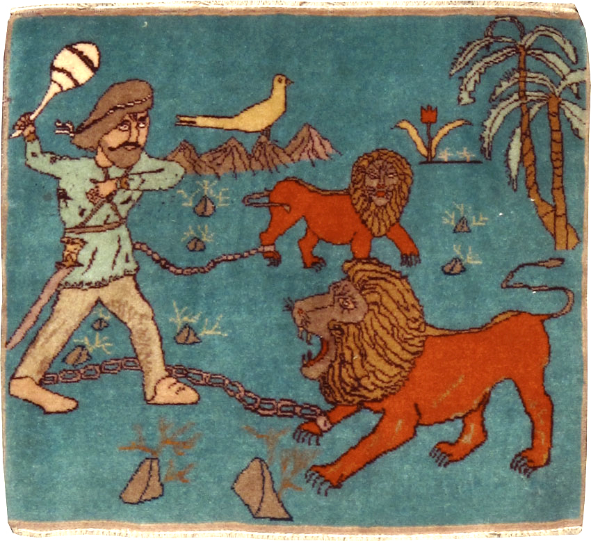 Antique Persian Tabriz Pictorial Rug, No.11827 - Gss