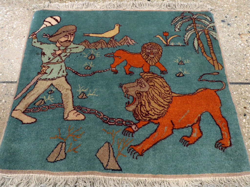 Antique Persian Tabriz Pictorial Rug, No.11827 - Gss