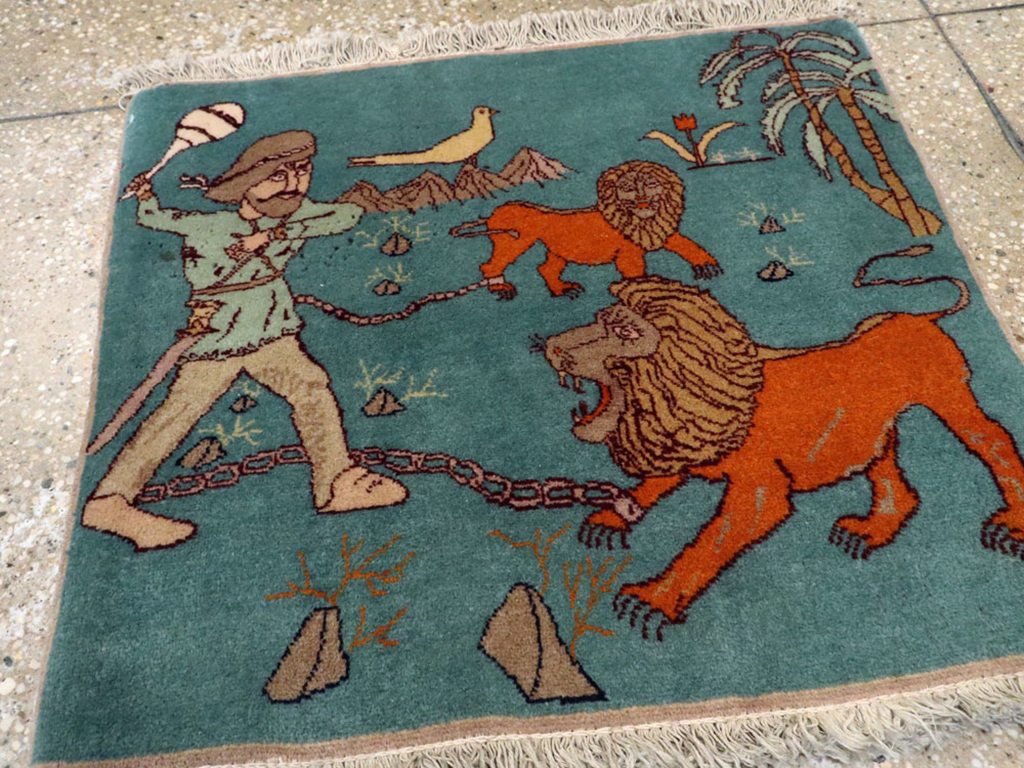 Antique Persian Tabriz Pictorial Rug, No.11827 - Gss