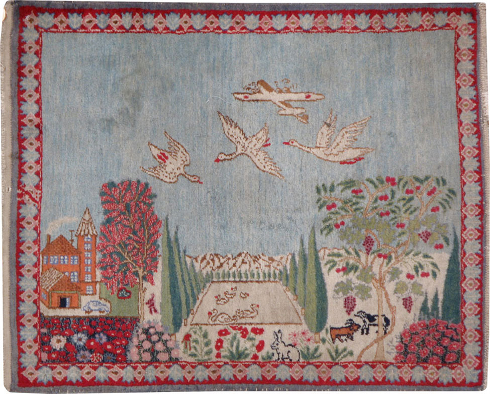 Vintage Persian Tabriz Pictorial Rug, No.11830 - Gss