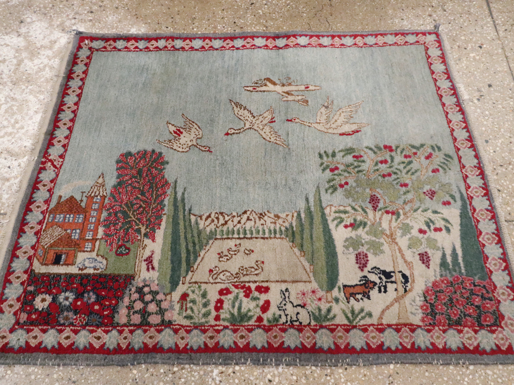 Vintage Persian Tabriz Pictorial Rug, No.11830 - Gss