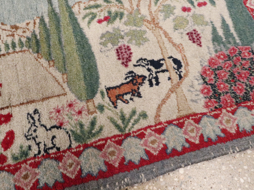 Vintage Persian Tabriz Pictorial Rug, No.11830 - Gss