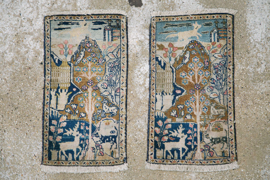 Vintage Persian Tabriz Pictorial Rug (Pair: 1 of 2), No.11831 - Gss