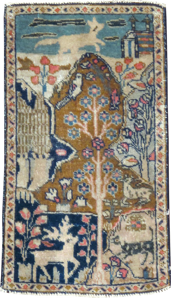 Vintage Persian Tabriz Pictorial Rug (Pair: 2 of 2), No.11832 - Gss