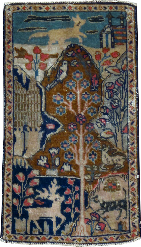 Vintage Persian Tabriz Pictorial Rug (Pair: 2 of 2), No.11832 - Gss