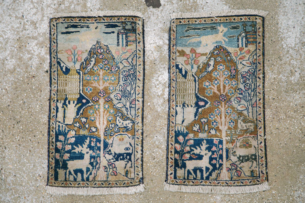 Vintage Persian Tabriz Pictorial Rug (Pair: 2 of 2), No.11832 - Gss