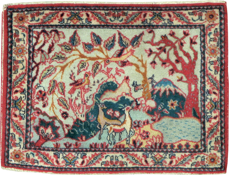 Vintage Persian Tabriz Pictorial Rug (Pair: 1 of 2), No.11834 - Gss