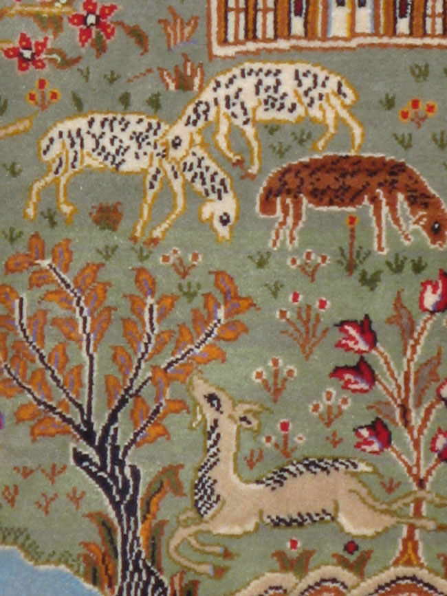 Vintage Persian Tabriz Pictorial Rug, No.11836 - Gss