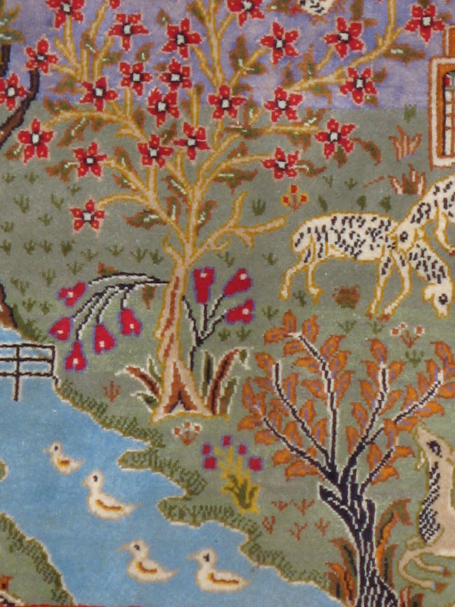 Vintage Persian Tabriz Pictorial Rug, No.11836 - Gss