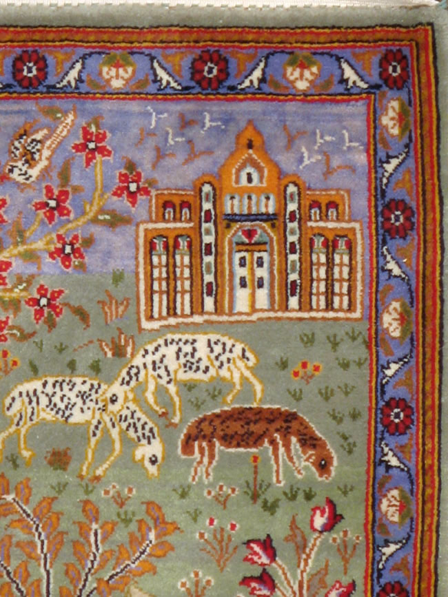 Vintage Persian Tabriz Pictorial Rug, No.11836 - Gss