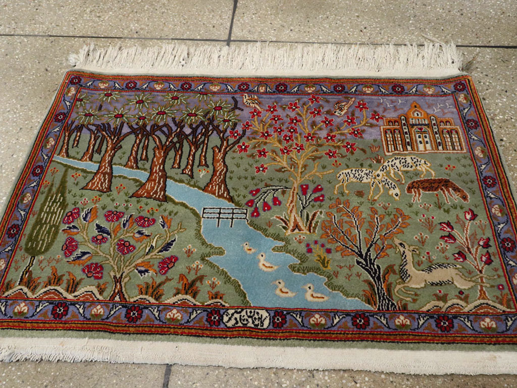 Vintage Persian Tabriz Pictorial Rug, No.11836 - Gss