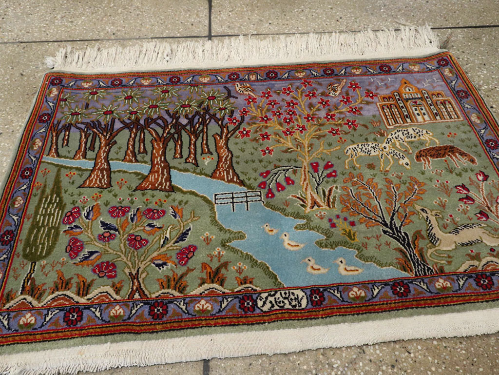 Vintage Persian Tabriz Pictorial Rug, No.11836 - Gss