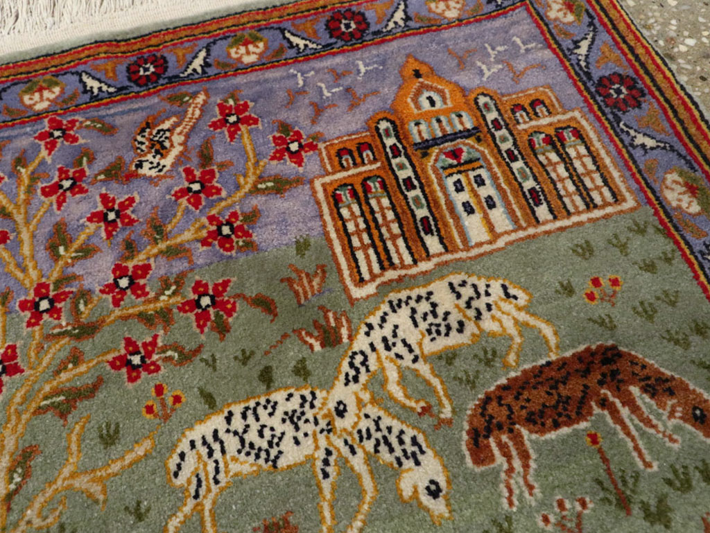 Vintage Persian Tabriz Pictorial Rug, No.11836 - Gss