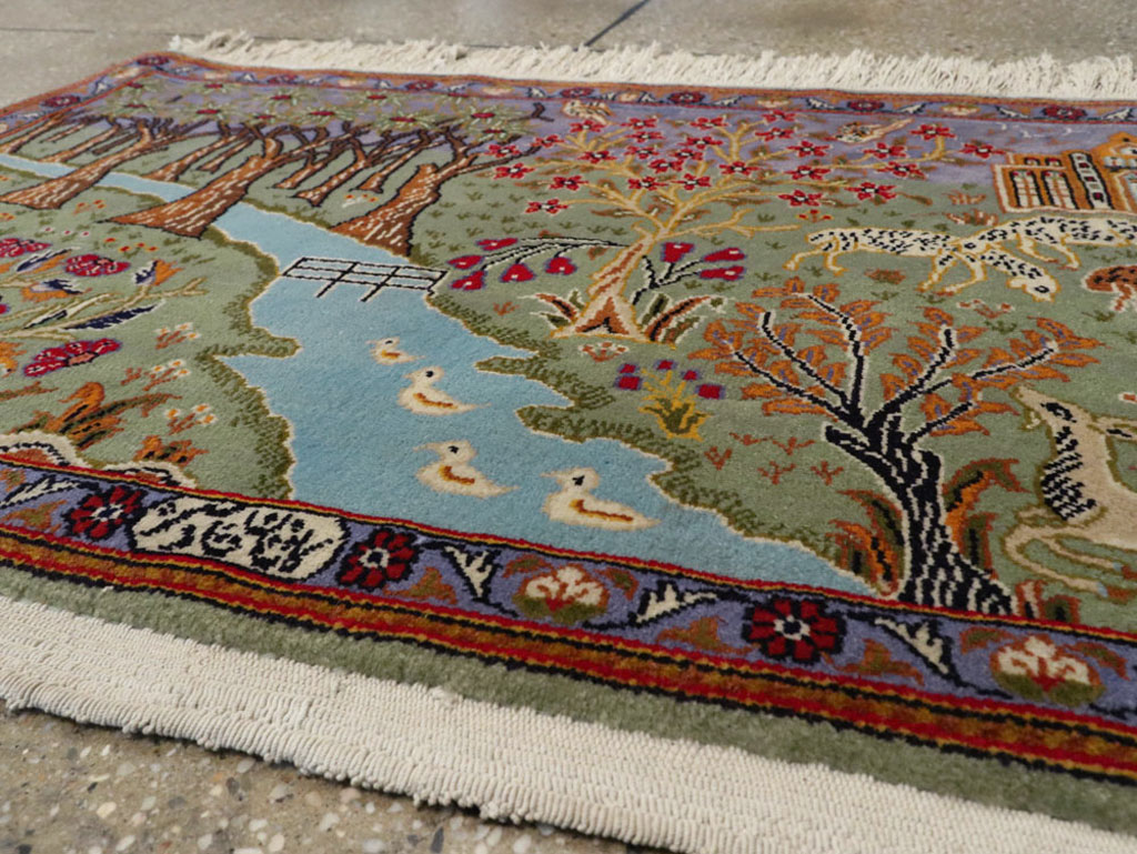 Vintage Persian Tabriz Pictorial Rug, No.11836 - Gss