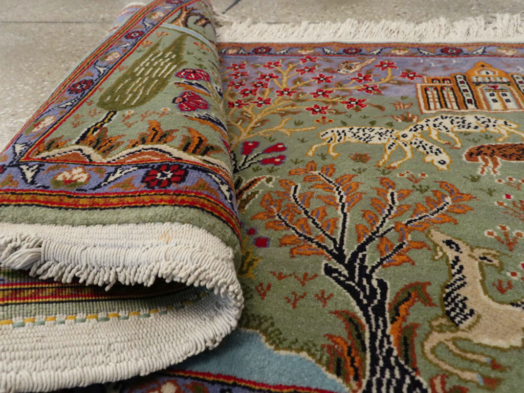 Vintage Persian Tabriz Pictorial Rug, No.11836 - Gss