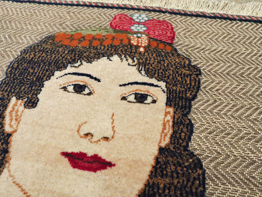 Vintage Persian Tabriz Pictorial Rug, No.11838 - Gss