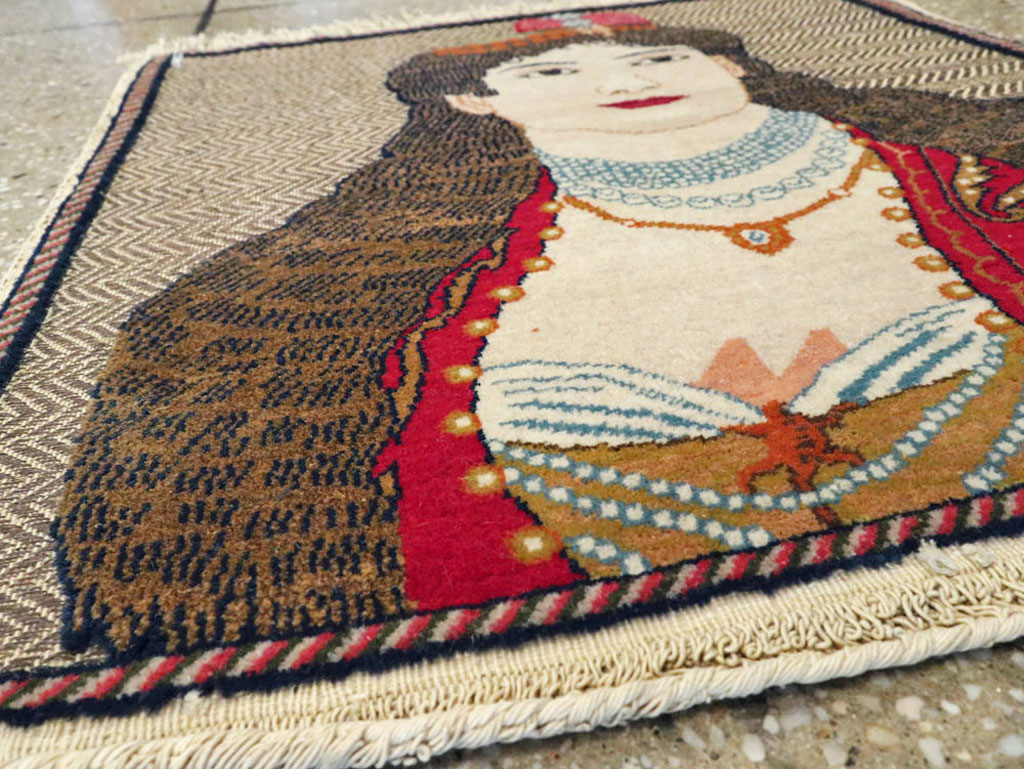 Vintage Persian Tabriz Pictorial Rug, No.11838 - Gss