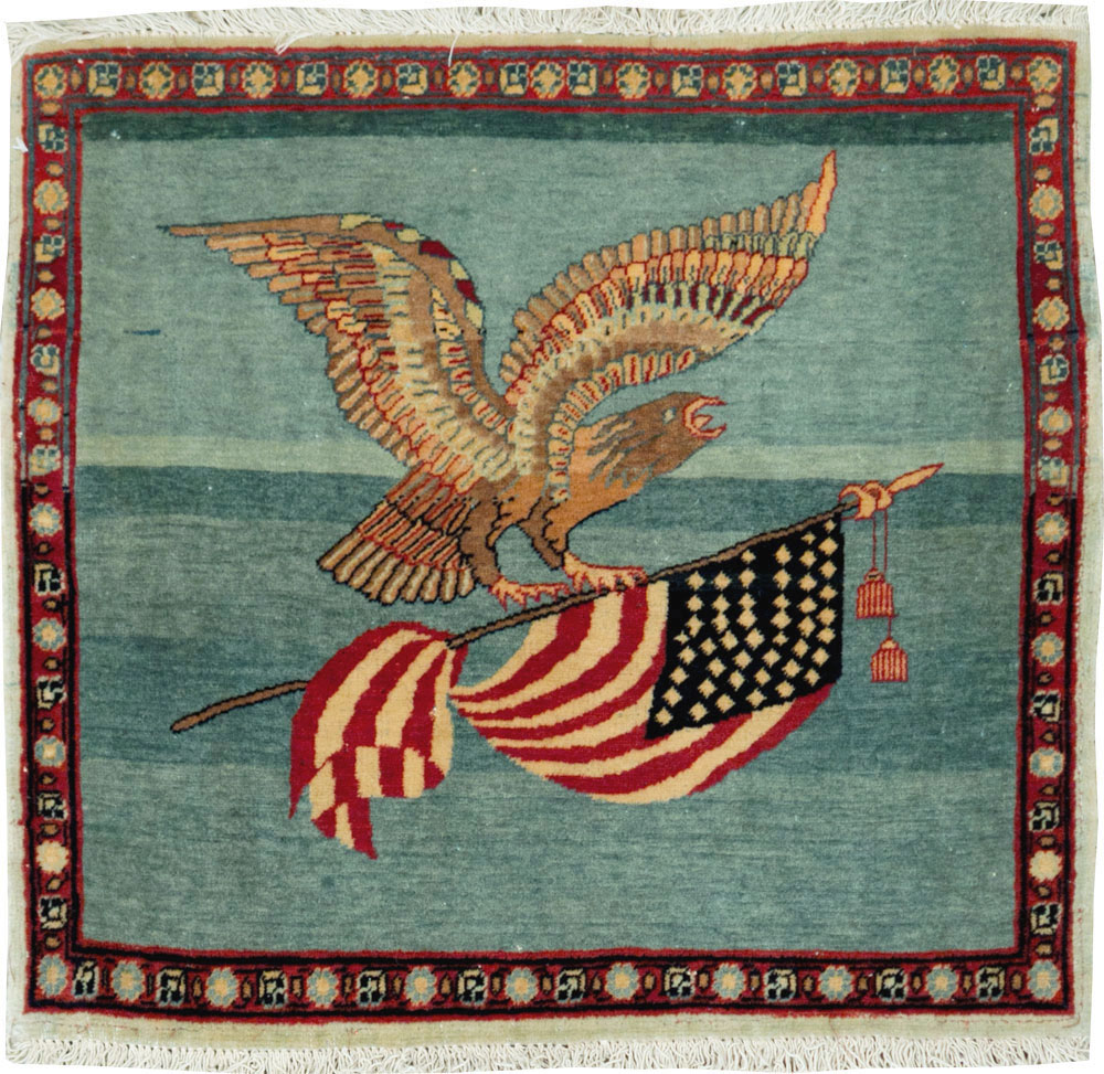 Antique Persian Tabriz Flag Pictorial Rug (Pair: 1 of 2), No.11839 - Gss