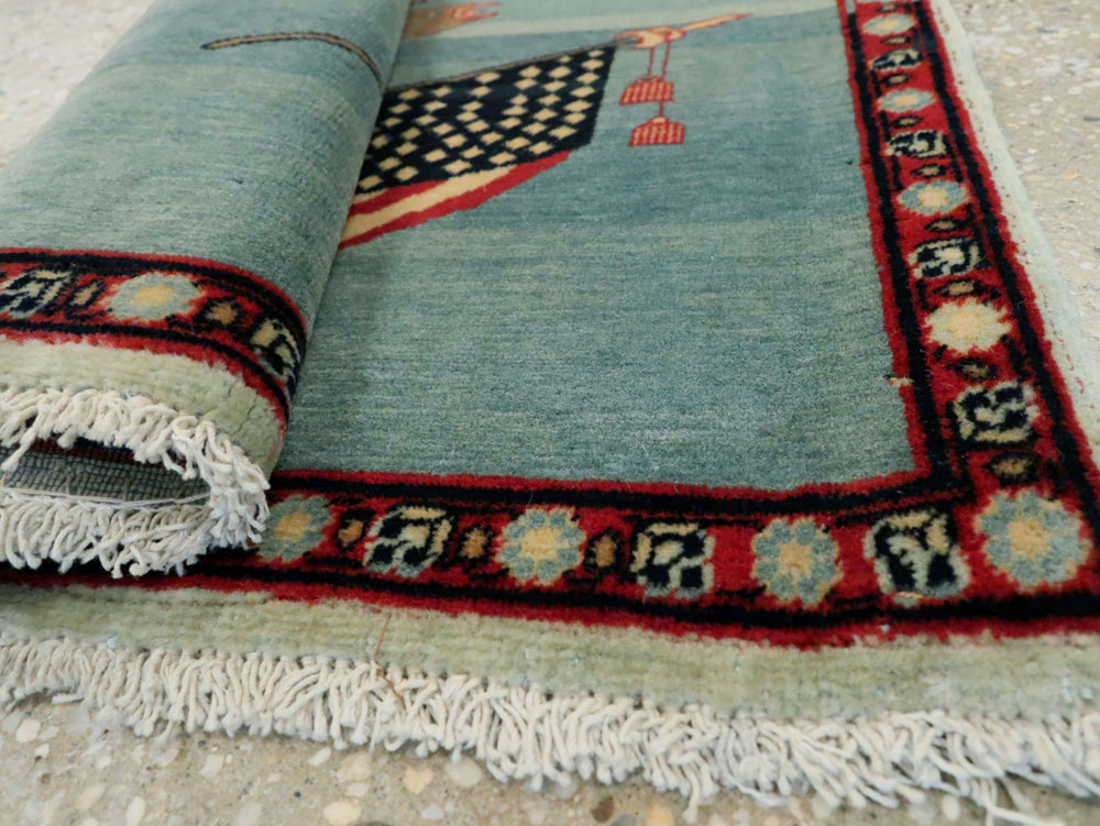 Antique Persian Kashan Flag Pictorial Rug (Pair: 2 of 2), No.11840 - Gss